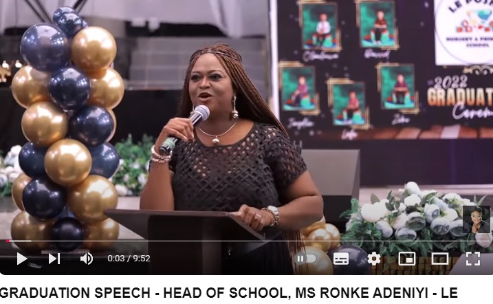 Graduation Speech By Head Of School MRS Ronke Adeniyi